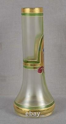 VASE EN VERRE ÉMAILLÉ ART NOUVEAU AUTRICHIEN / ALLEMAND DES ANNÉES 1910