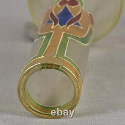 VASE EN VERRE ÉMAILLÉ ART NOUVEAU AUTRICHIEN / ALLEMAND DES ANNÉES 1910