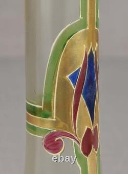 VASE EN VERRE ÉMAILLÉ ART NOUVEAU AUTRICHIEN / ALLEMAND DES ANNÉES 1910
