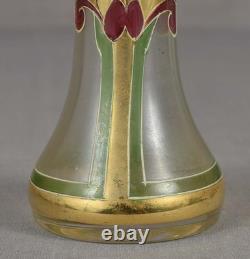 VASE EN VERRE ÉMAILLÉ ART NOUVEAU AUTRICHIEN / ALLEMAND DES ANNÉES 1910