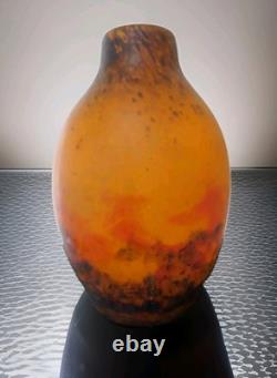 VASE GRAND EN VERRE PÂTE ÉPAIS ART DÉCO MULLER FRÈRES 1920 Signé 30 Cms