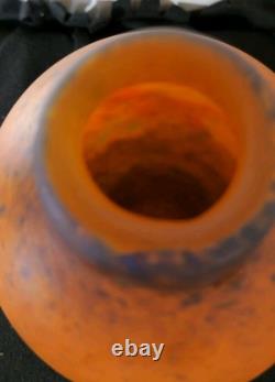 VASE GRAND EN VERRE PÂTE ÉPAIS ART DÉCO MULLER FRÈRES 1920 Signé 30 Cms