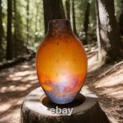 VASE GRAND EN VERRE PÂTE ÉPAIS ART DÉCO MULLER FRÈRES 1920 Signé 30 Cms