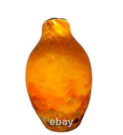 VASE GRAND EN VERRE PÂTE ÉPAIS ART DÉCO MULLER FRÈRES 1920 Signé 30 Cms