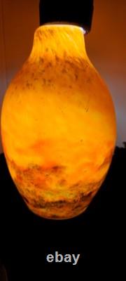 VASE GRAND EN VERRE PÂTE ÉPAIS ART DÉCO MULLER FRÈRES 1920 Signé 30 Cms