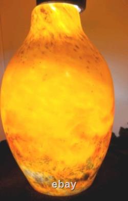 VASE GRAND EN VERRE PÂTE ÉPAIS ART DÉCO MULLER FRÈRES 1920 Signé 30 Cms