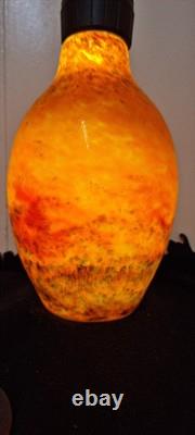 VASE GRAND EN VERRE PÂTE ÉPAIS ART DÉCO MULLER FRÈRES 1920 Signé 30 Cms