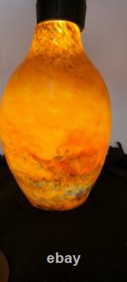 VASE GRAND EN VERRE PÂTE ÉPAIS ART DÉCO MULLER FRÈRES 1920 Signé 30 Cms