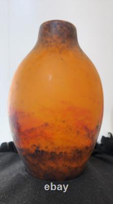 VASE GRAND EN VERRE PÂTE ÉPAIS ART DÉCO MULLER FRÈRES 1920 Signé 30 Cms
