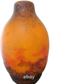 VASE GRAND EN VERRE PÂTE ÉPAIS ART DÉCO MULLER FRÈRES 1920 Signé 30 Cms
