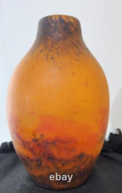 VASE GRAND EN VERRE PÂTE ÉPAIS ART DÉCO MULLER FRÈRES 1920 Signé 30 Cms