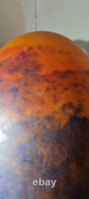 VASE GRAND EN VERRE PÂTE ÉPAIS ART DÉCO MULLER FRÈRES 1920 Signé 30 Cms