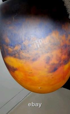 VASE GRAND EN VERRE PÂTE ÉPAIS ART DÉCO MULLER FRÈRES 1920 Signé 30 Cms