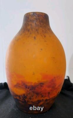 VASE GRAND EN VERRE PÂTE ÉPAIS ART DÉCO MULLER FRÈRES 1920 Signé 30 Cms