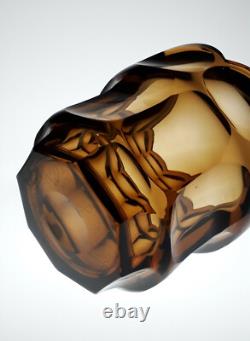 VASE LARGE À COUPE ÉPAIS RARE MOSER TCHÈQUE signé par Josef Hoffmann