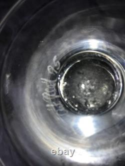 VASE en VERRE soufflé à la main RIBBÉ sur PIED signé ART REED 1995, 9¼ pouces de hauteur