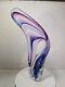 Vtg David Goldhagen Oeil De La Tempête Sculpture En Verre Soufflé à La Main Bleu Violet 22