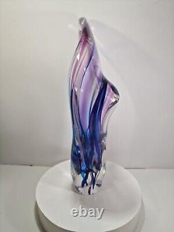 VTG David Goldhagen Oeil de la tempête Sculpture en verre soufflé à la main bleu violet 22
