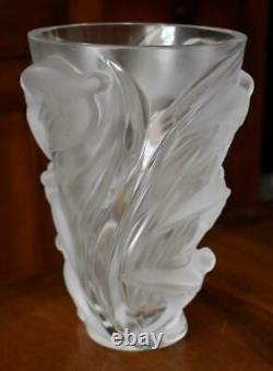 Vase À Couper Le Souffle Vintage Lalique France Lrg Martinets Vase En Verre D'art Givré