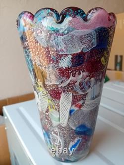 Vase AVEM Murano 8 pouces en verre d'art de la série Bizantino des années 1950 en bon état