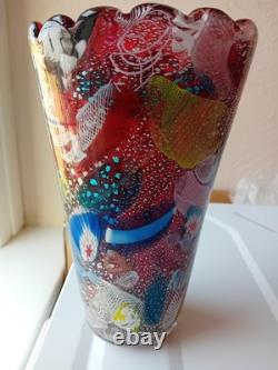 Vase AVEM Murano 8 pouces en verre d'art de la série Bizantino des années 1950 en bon état