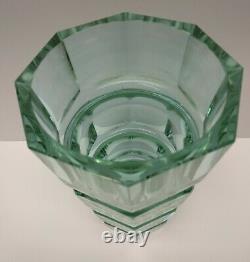 Vase Antique En Verre Art Déco Vert Violet Attribué À Josef Hoffmann Pour Moser