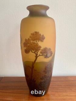 Vase Argental Antique Paul Nicholas Paysage Décor Art Nouveau Acid-etched Mark