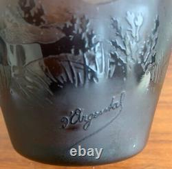 Vase Argental Antique Paul Nicholas Paysage Décor Art Nouveau Acid-etched Mark