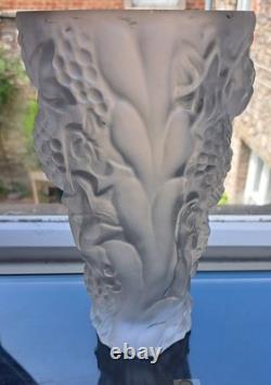 Vase Bacchus en verre pressé de Frantisek Halama. FH1701 Art Déco. Huge. Trouvaille rare.