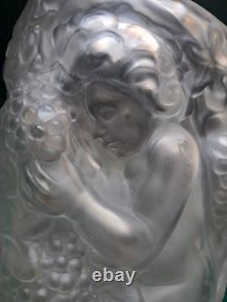 Vase Bacchus en verre pressé de Frantisek Halama. FH1701 Art Déco. Huge. Trouvaille rare.