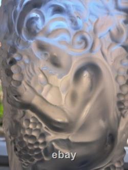 Vase Bacchus en verre pressé de Frantisek Halama. FH1701 Art Déco. Huge. Trouvaille rare.