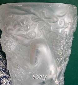 Vase Bacchus en verre pressé de Frantisek Halama. FH1701 Art Déco. Huge. Trouvaille rare.