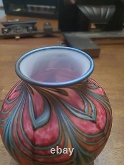 Vase Chypriote en Verre Artisanal Iridescent Daniel Lotton Vintage 1997