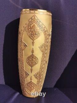 Vase D'art En Verre D'or Pasabahce Turc Signé Et Numéroté 1790/2000