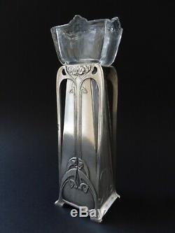 Vase D'origine Wmf Jugendstil Art Nouveau Floral 1900 Kristallglas Verre Liner