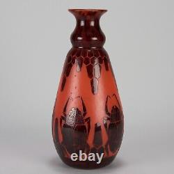 Vase De Scarab Art Deco Vase En Verre Cameo De Charles Schneider