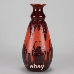 Vase De Scarab Art Deco Vase En Verre Cameo De Charles Schneider