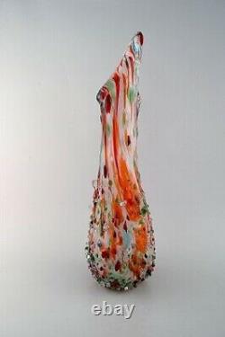 Vase De Sol Murano Colossal Dans Une Bouche Colorée En Verre D'art Soufflé. Style Encastré Des Années 1960