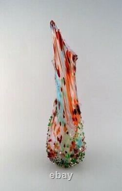 Vase De Sol Murano Colossal Dans Une Bouche Colorée En Verre D'art Soufflé. Style Encastré Des Années 1960