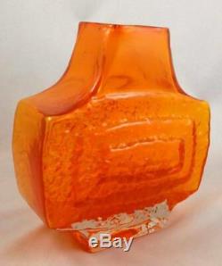 Vase De Télévision En Verre Texturé Art Mandarine Whitefriars Des Années 1960 9677 Geoffrey Baxter