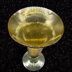 Vase De Trompette À Pied Blenko À La Main Vintage Amber Grand 11t 8w