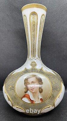 Vase De Verre Overlaid Bohemian Antique Josephinenhutte/ Harrachov. Vers Le 19e C