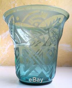 Vase En Daum Nancy Verre Signed France Art Deco / Verre Vase Art Deco Daum