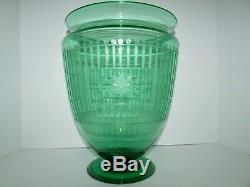 Vase En Verre Art Steuben Énorme Forme # 938 Vaseline D'uranium Vert Pamona 559