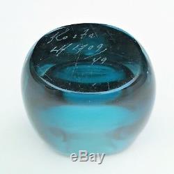 Vase En Verre Art Turquoise Vicke Lindstrand Sommerso Des Années 1950 Par Kosta Boda # 1709/49 Rare