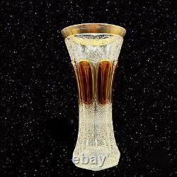 Vase En Verre D'art Moser Antique Cristal Ambre Or Doré Décoratif 8,5t 4w