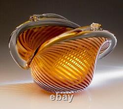Vase En Verre De Canne D'orange, Vintage Blown À La Main, Art, Ornement, Décoration