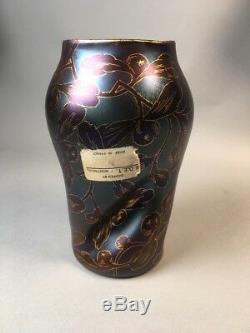Vase En Verre De Gui Loetz D'époque Tiffany Era Dek / 117 Label Art Nouveau