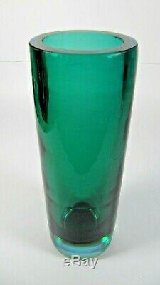 Vase En Verre De Murano Cylindre Vert Orange Bleu Sommerso Mid-century Modern Art