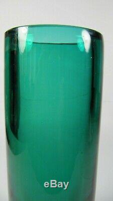 Vase En Verre De Murano Cylindre Vert Orange Bleu Sommerso Mid-century Modern Art